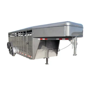 20ft Charcoal Gooseneck Livestock Cattle Trailer (2) 7K Axles 14K GVWR