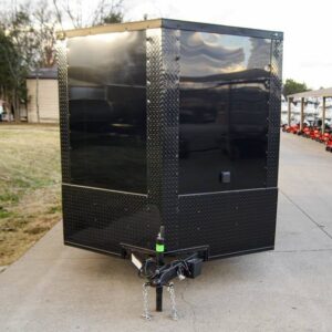 7x14 Black V-Nose Enclosed Trailer Blkout Pkg (2) 3,500lb Axles Elec Pkg